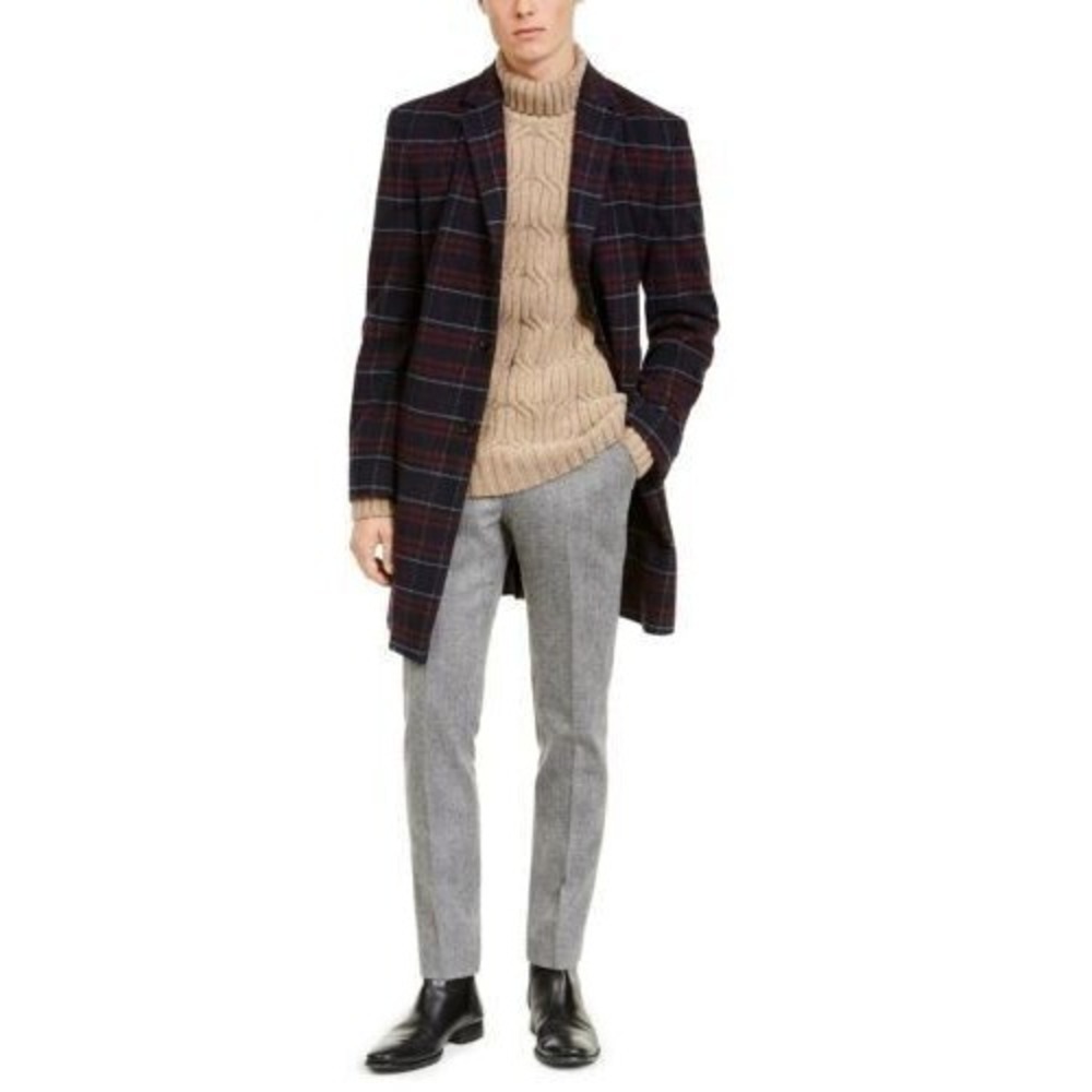 Tommy Hilfiger men's Modern Fit Navy Addison Over Coat size 40 Long retail $395‎